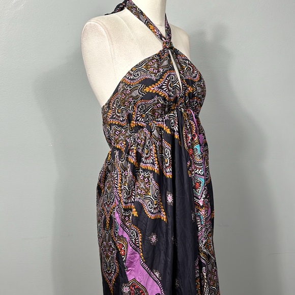 Express Purple Paisley Print Maxi halter open back dress size 10- gently used - Picture 5 of 12